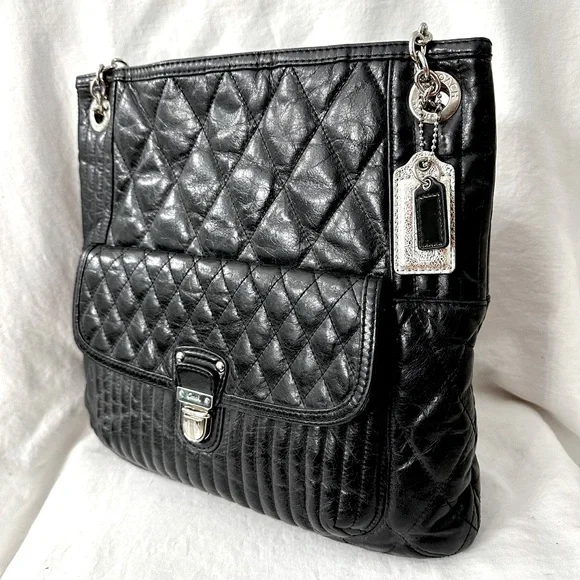 Coach Poppy Quilted Slim Chain 19854 Leather